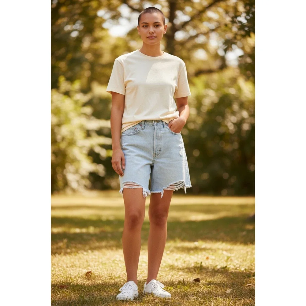 NWT Levi's 501 Distressed Button-Fly, High- Rise Shorts Size:31 Color: Fade Off - Picture 1 of 6